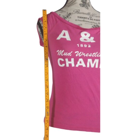 Vintage Y2K Abercrombie & Fitch 1892 Mud Wrestling Champs #1 Pink Sze M Baby Tee - Picture 3 of 7
